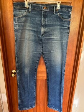 Wrangler Cowboy Cut Active Flex Jeans 38x34 Light Wash Faded Bootcut Jeans